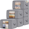 100L 6 Pack Storage Bags, Foldable Clothes Bins by StorageTastic