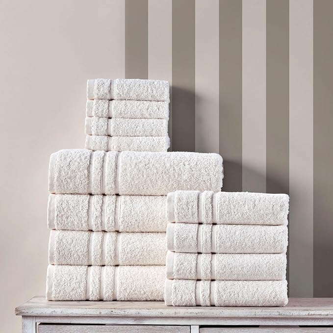 Hawmam Linen Sea Salt Cream Bath Towels 4 Pack Soft and Absorbent - Image 5