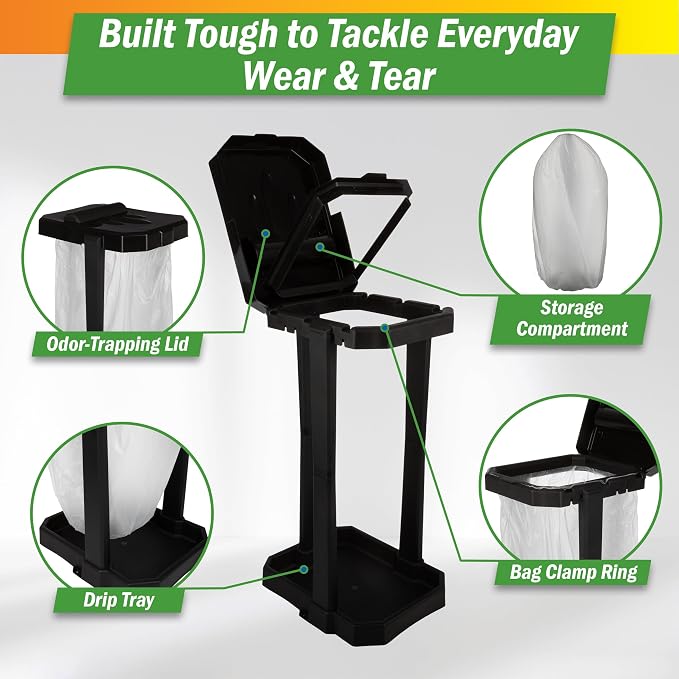 Wakeman Heavy Duty Black Trash Bag Portable Trash Bag Holder Stand - Image 2