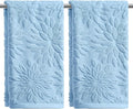Artoid Mode 2 Pcs Light Blue 3D Dahlia Floral Jacquard Hand Towels by ArtoidMode