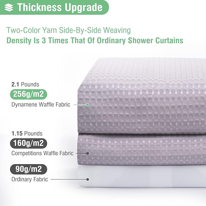 Dynamene Stall Waffle Shower Curtain 256 GSM Heavy Fabric 54x78 Lavender - Image 4