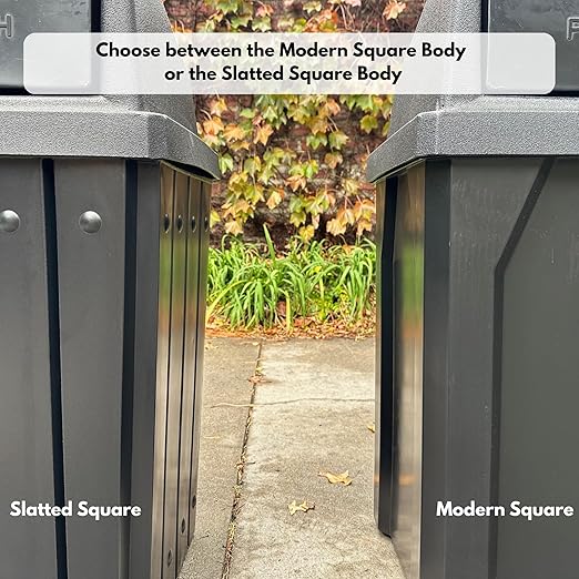 Campus Collection 32 Gallon Square Slatted 100% Recycled Plastic Heavy Duty Outdoor Trash Can with Push Top Lid - Great for Schools and Businesses - Red