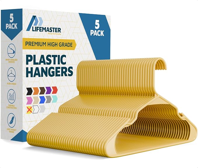 Lifemaster Plastic Clothes Hangers – Heavy Duty Hanger Set, by LIFEMASTER