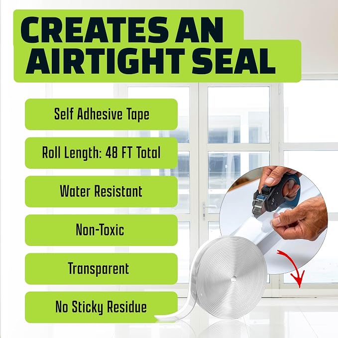 Alien Draft Seal Set of 49 Feet Anti-Draft Adhesive and Flexible Flap to Seal - Image 3