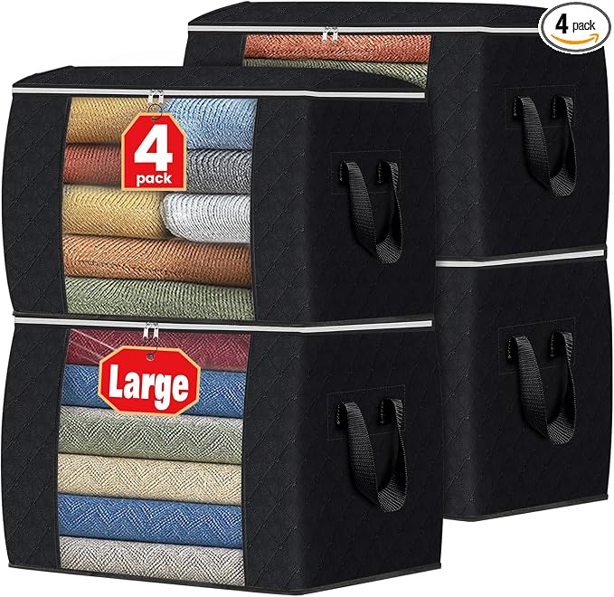 90L Clothes Storage, Foldable Thick Fabric Blanket Storage Bags | Foldable by Fabtotes