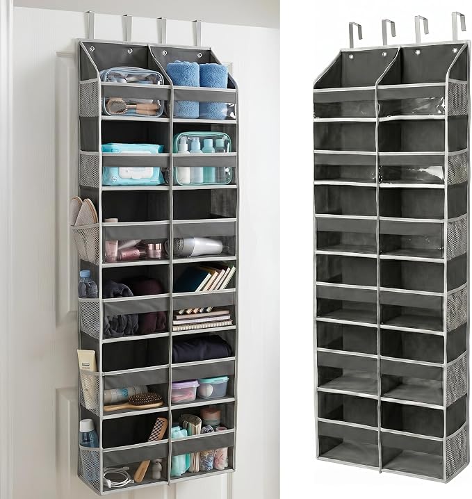 HOMELUX THEORY Over the Door Organizer, 6-Tier XL, 100D Fabric, Dark Gray by HomeluxTheory