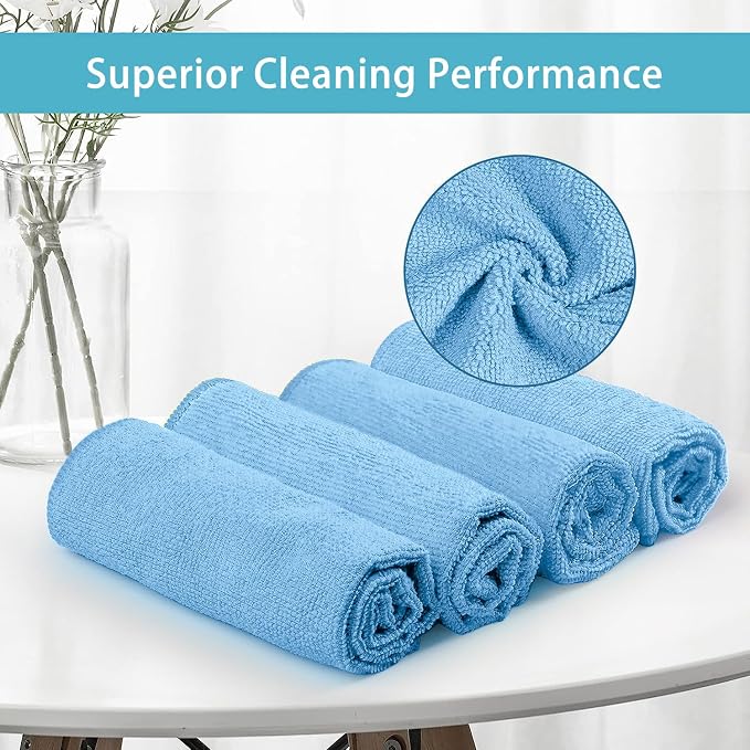 HOMEXCEL Blue Cleaning Rags 5 Pack, Highly Absorbent Microfiber Cleaning Cloth - Image 3