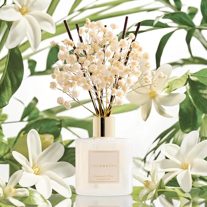 Reed Diffuser - Jasmine & Mint 6.7 Fl.oz Reed Diffuser Set - Image 4