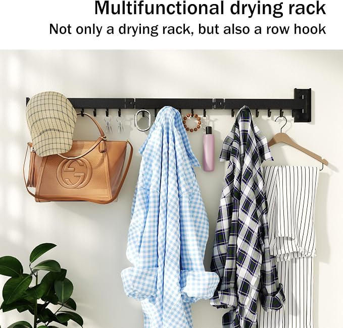 HEILAIYI Clothes Drying Rack for Laundry, Wall Mounted Clothes Hanger Rack - Image 6