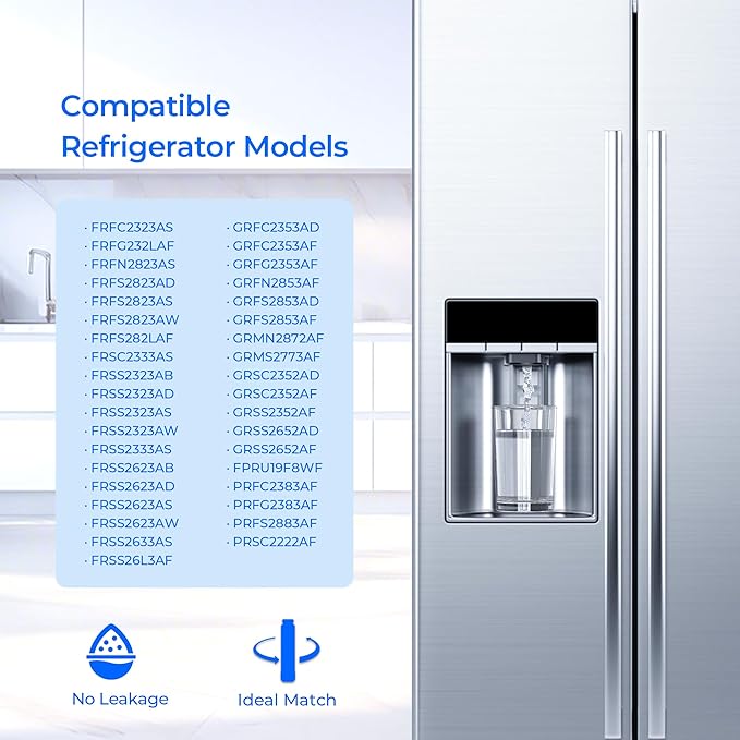 PWF-1 FPPWFU01 Water Filter, Compatible with Frigidaire FPPWFU01 PurePour PWF-1, Frigidaire FRFS2823AS, FRFS2823AW, FRSC2333AS, FRSS2323AD, FRSS2323AS, FRSS2323AW, FRSS2623AS, 1 Pack
