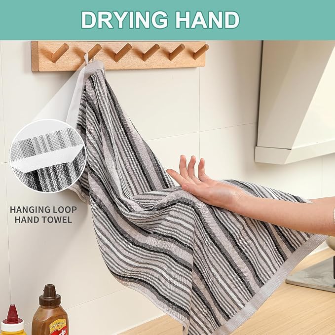 SALAS Kitchen Dish Towels for Drying Dishes, Large Cotton Kitchen Cloths Hand - Image 6
