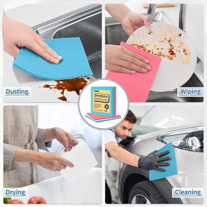 Swedish Dishcloths, 10 Pack Kitchen Towels Dish Rags, Absorbent Swedish Dish - Image 7