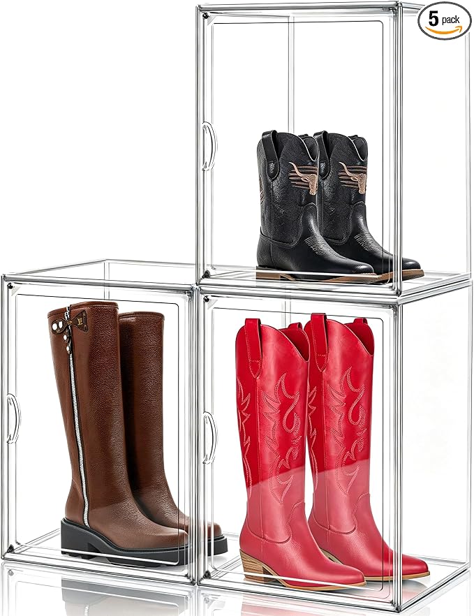 5 Pack Clear Tall Boot Storage Box, Organizer by DAYOOH