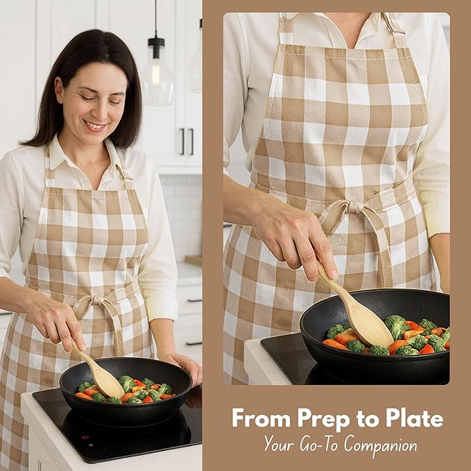Native Fab Kitchen Apron 2 Pack - 100% Cotton Adjustable, Durable Apron with Pockets, Perfect for Cooking, Baking, Grilling