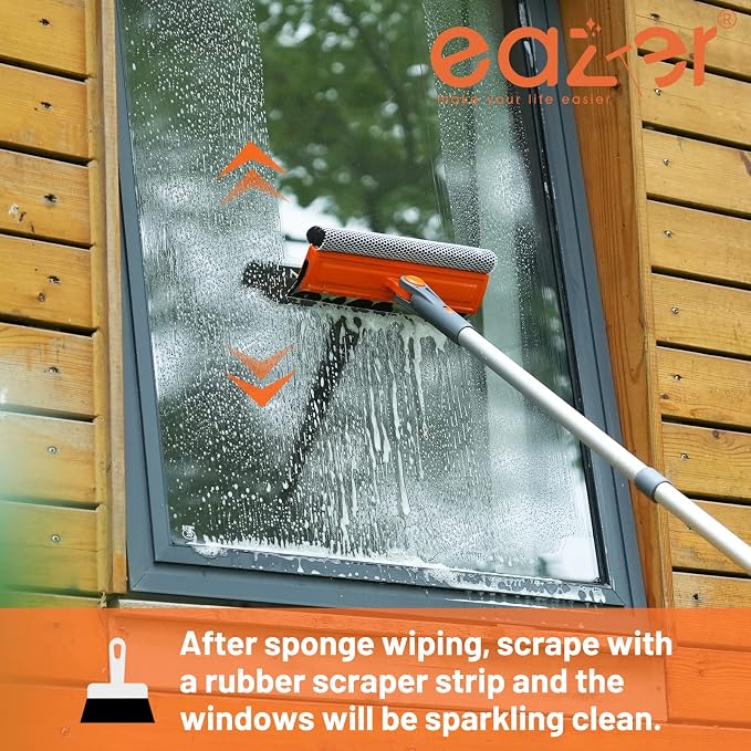 Eazer 46'' Professional Window Cleaner Tool, 2-in-1 Rotatable Squeegee - Image 5
