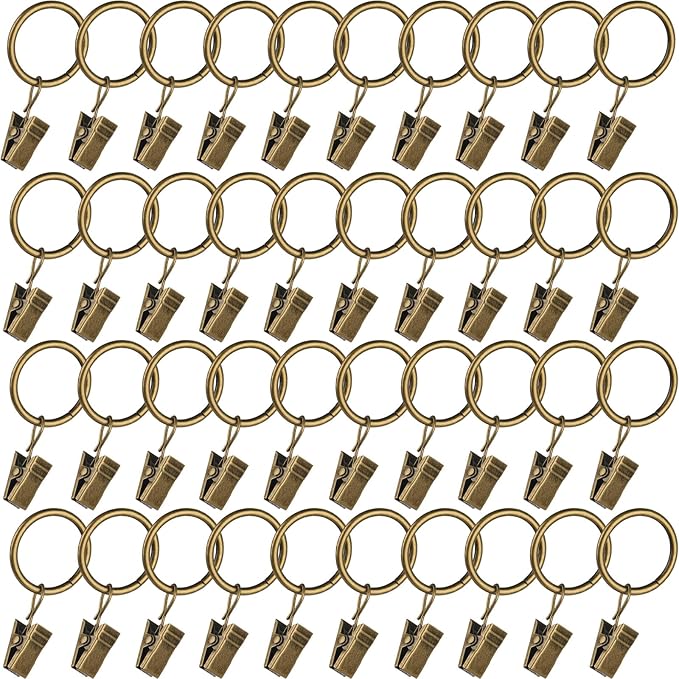 40 Pack Curtain Rings with Clips, Window Clip Rings Curtain Hooks Hangers Clip by Azmoncy