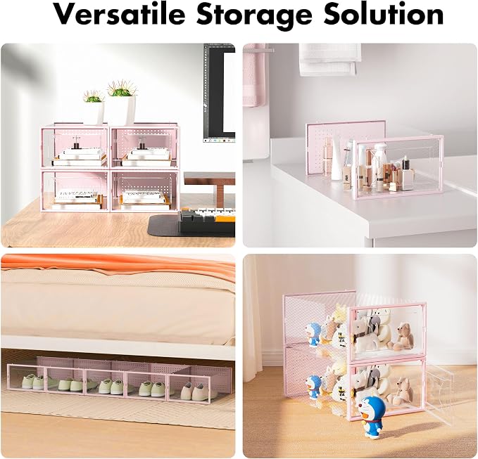 Foluck Shoe Storage Box, 15 Pack Clear Plastic Stackable Organizer - Image 6