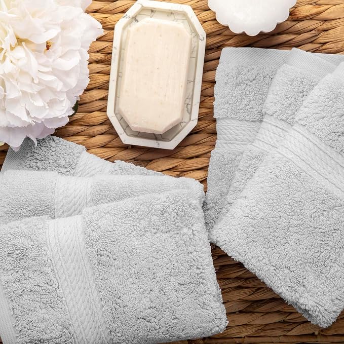SUPERIOR Egyptian Cotton Plush & Absorbent, Face Towel Set of 6, Soft Luxury - Image 5