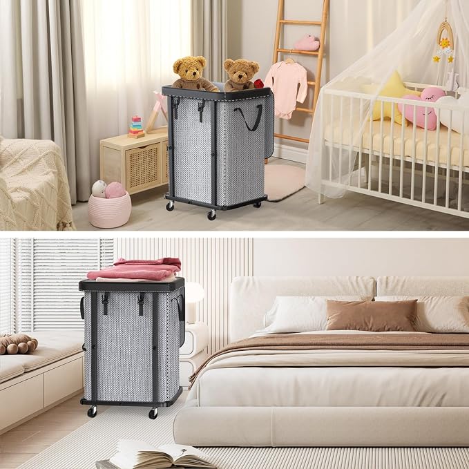 Laundry Basket with Wheels, 150L Rolling Hamper Carts - Image 7