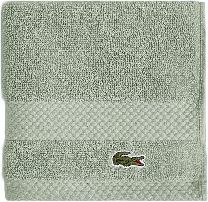 Lacoste Heritage 100% Supima Cotton Wash Cloth 13" x 13", Aloe | Highly by Unknown