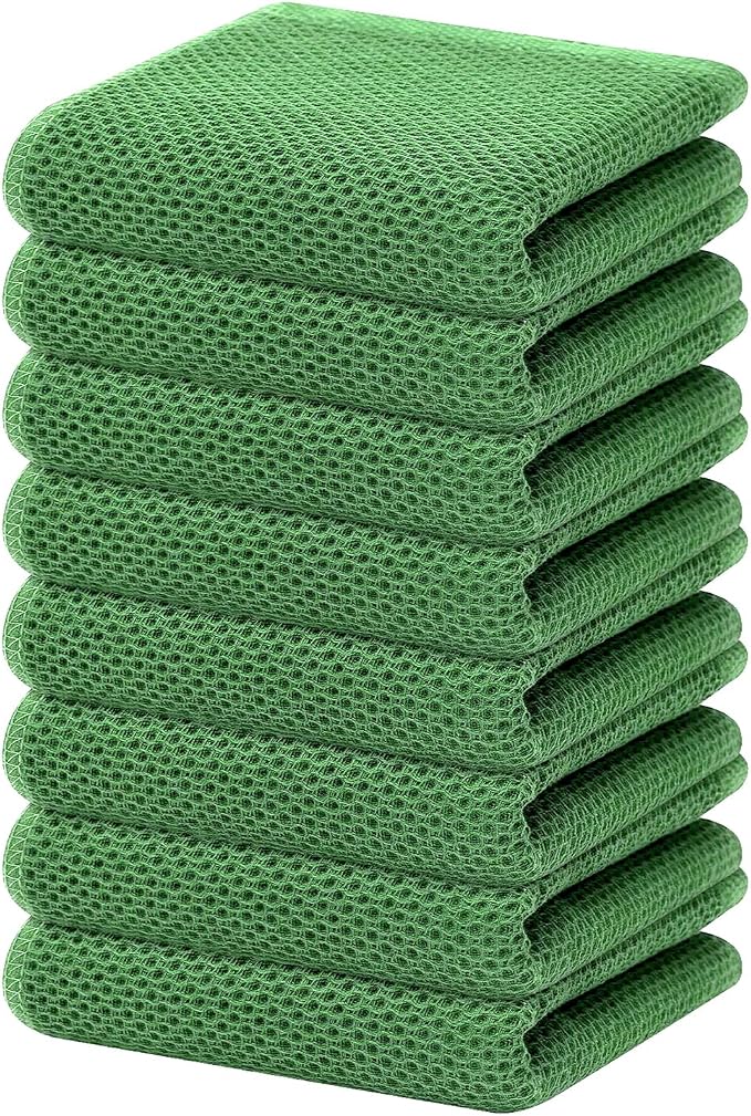 Homaxy 100% Cotton Waffle Weave Kitchen Dish Towels 8-Pack, Grass Green | 13 x by Homaxy