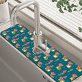Cute Frog and Mushrooms Dish Drying Mat by Unknown