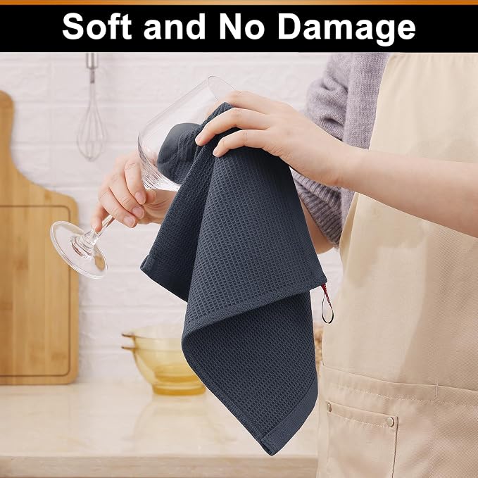 Homaxy 100% Cotton Waffle Weave Dish Cloths, 12 Pack - Image 4