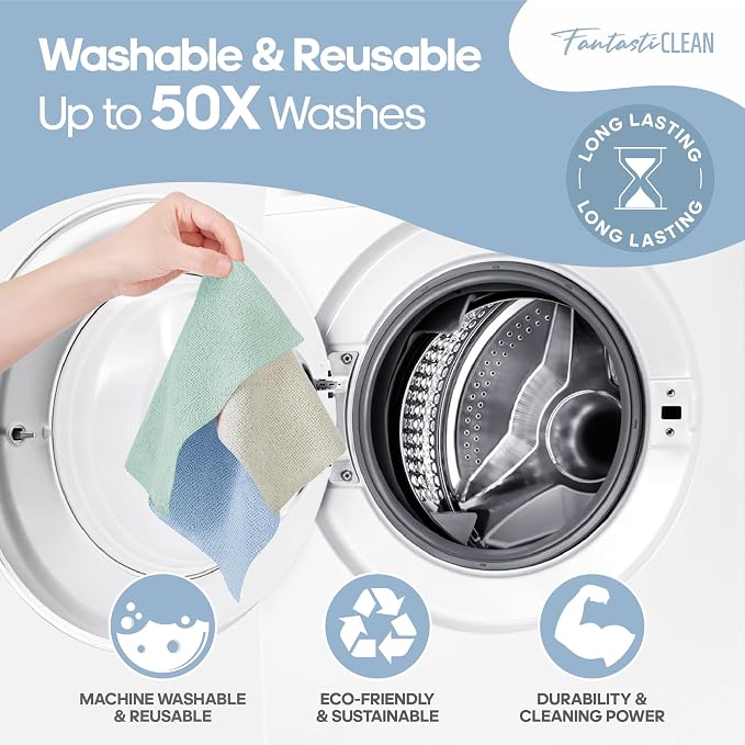 Fantasticlean Microfiber Cleaning Cloth Roll, 60 Pack, Baby Blue - Image 9