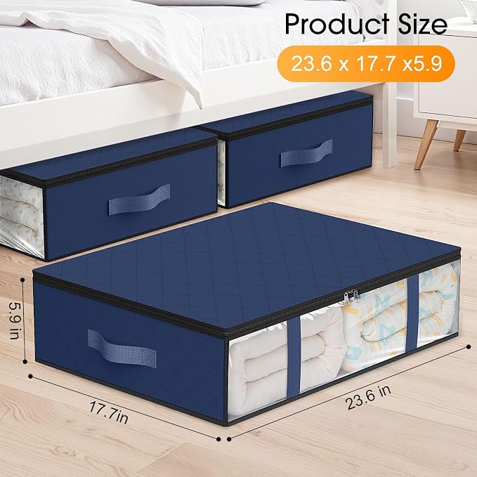 StorageRight Under Bed Storage Bags, 8 Pack, Comforters, Blankets and Seasonal - Image 2