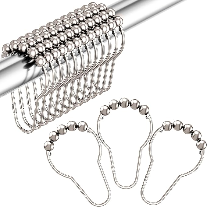 Shower Curtain Hooks, Decorative Rust Proof Stainless Steel Shower Curtain Hooks by Amazer