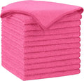 AIDEA Pink Microfiber Cleaning Cloth-12PK, Absorbent Cleaning Rags 12"x12" | by AIDEAHOME