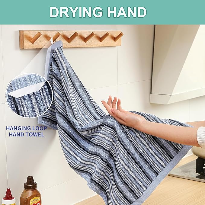 Kitchen Dish Towels for Drying Dishes, Large Cotton Kitchen Towels, Stripped - Image 4