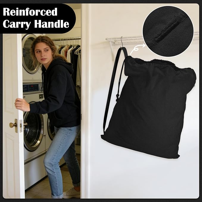 Canvas Laundry Bag with Shoulder Strap & Drawstring - Image 5