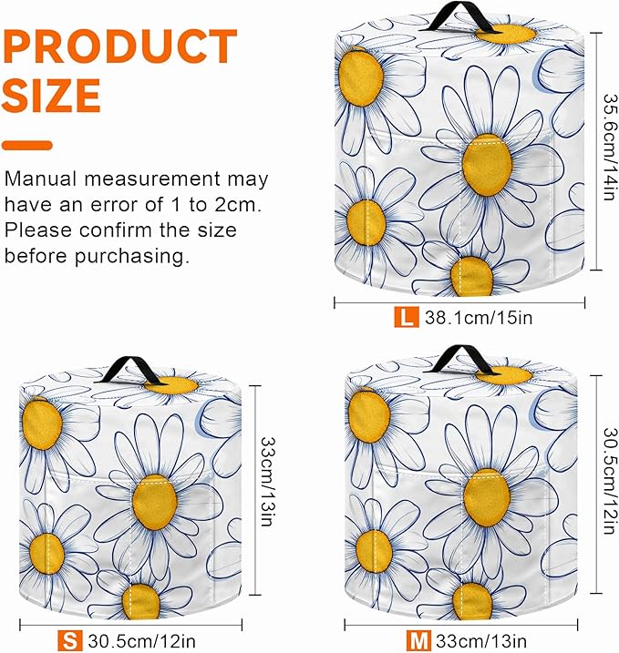 Kitchen Appliance Accessories Dust Cover for 3-6-8 Quart Instant Pot, Pressure Cooker, Air Fryer & Crock Pot,Decorative Appliance Cloth Cover with Top Handle & Storage Pockets (Daisy, 3 Quart)