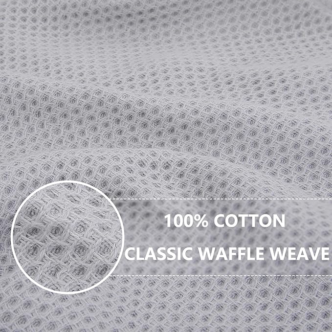 Homaxy 100% Cotton Waffle Weave Kitchen Dish Towels 8-Pack, Light Gray | 13 x - Image 2