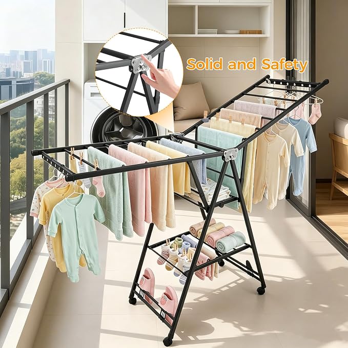 Clothes Rack, 3-Tier Drying Hanger, - Image 7