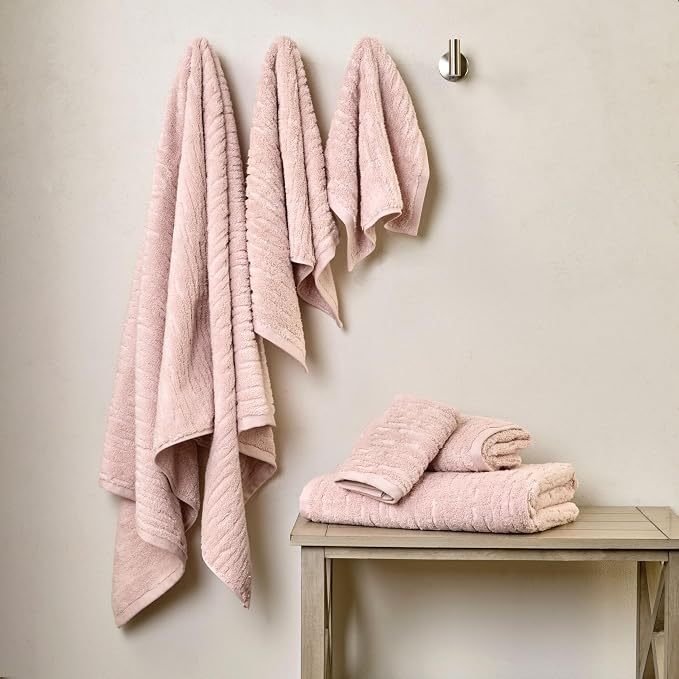 SKL Home CloudSoft Hand Towel Set, 100% Cotton Luxury, Blush Pink | Premium - Image 3