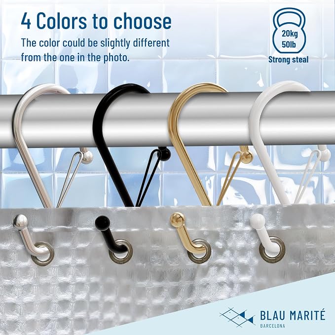 12 Decorative Metal Shower Curtain Hooks, S-Shaped Hooks - Image 5