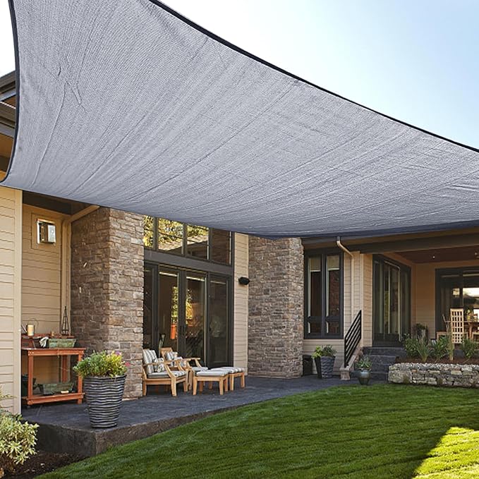 LOVE STORY Custom Size 6' x 17' Silver Grey Sun Shade Sail Canopy Commercial Rectangle Sail Shade Fabric for Patio Garden Backyard Pool (Customized)