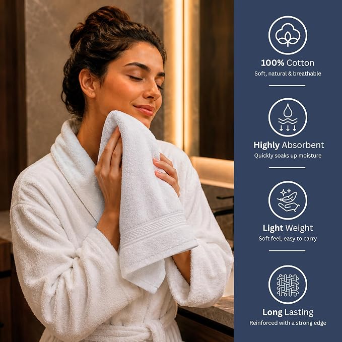 Bulk 72-Pack Premium Commercial Hand Towels, 600 GSM, Designed - Image 5