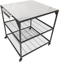 Three-Shelf Movable Stainless Steel & Steel Outdoor Dining Cart Table Pizza Oven Protable Grill and Heavy Duty Grill Cart Outdoor Table