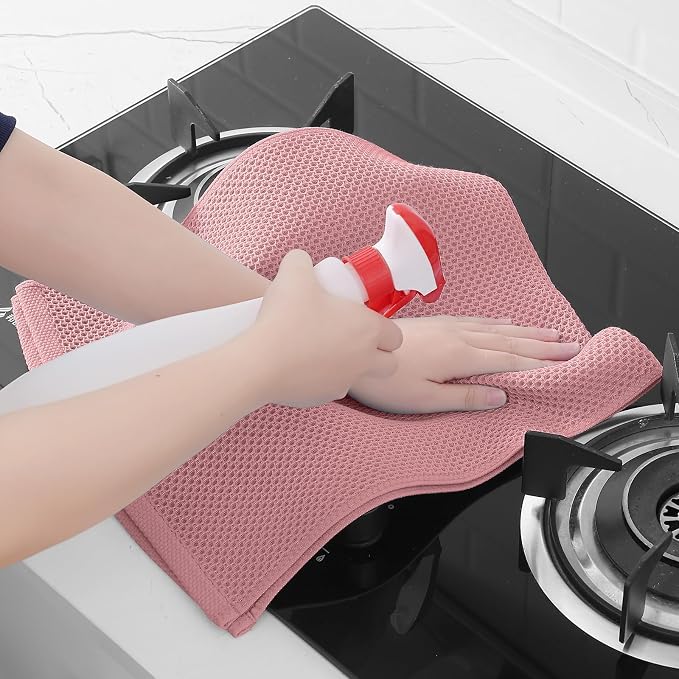 Homaxy 100% Cotton Waffle Weave Kitchen Dish Towels 8-Pack, Dried Rose | 13 x - Image 5