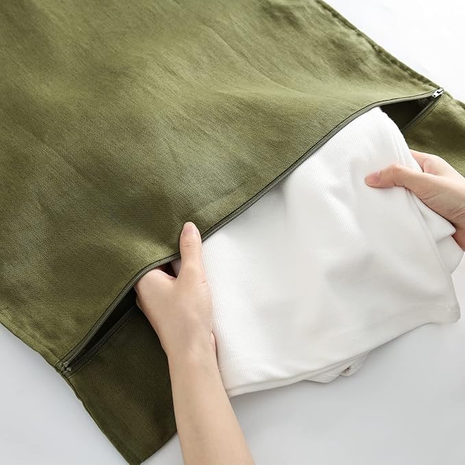 Linen Hanging Laundry Bag, 100% Linen Over The Door Laundry Hamper - Image 5