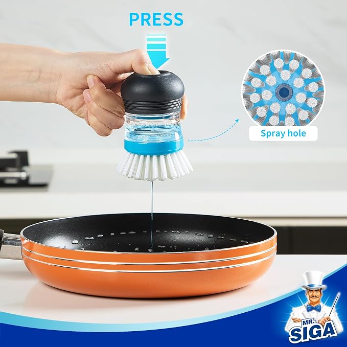 MR.SIGA Soap Dispensing Palm Brush, 1 Pack, palm scrubber, palm scrub brush - Image 3