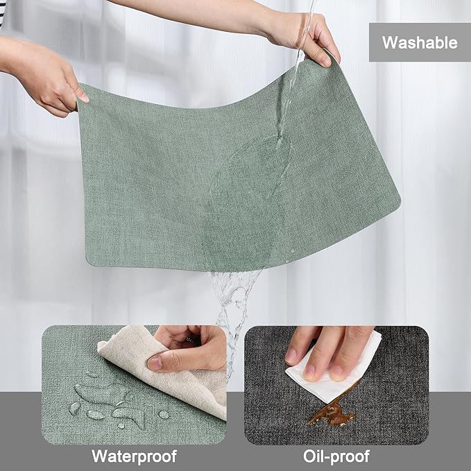 Myir JUN Placemats Dual Sided, Faux Leather Place Mats Set of 6 Indoor for Dining Table Non-Slip Washable Wipeable Heat Resistant Outdoor Table Mats (Gray Sage Green, Set of 6)