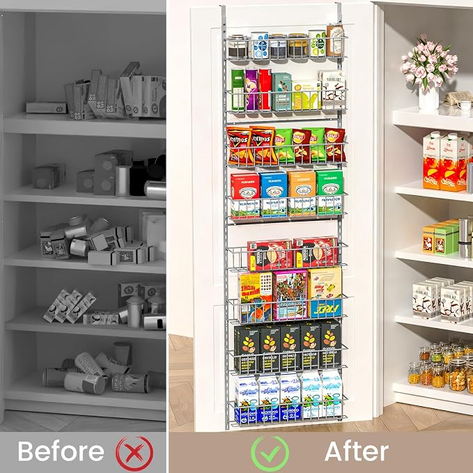 ElegantArray 8-Tier Pantry Door Organizer, Light Gray - Image 2