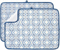 FRESHMINT Dish Drying Mats 2 Pack, Morrocan Tile | Quick Dry, Ultra Absorbent by FRESHMINT