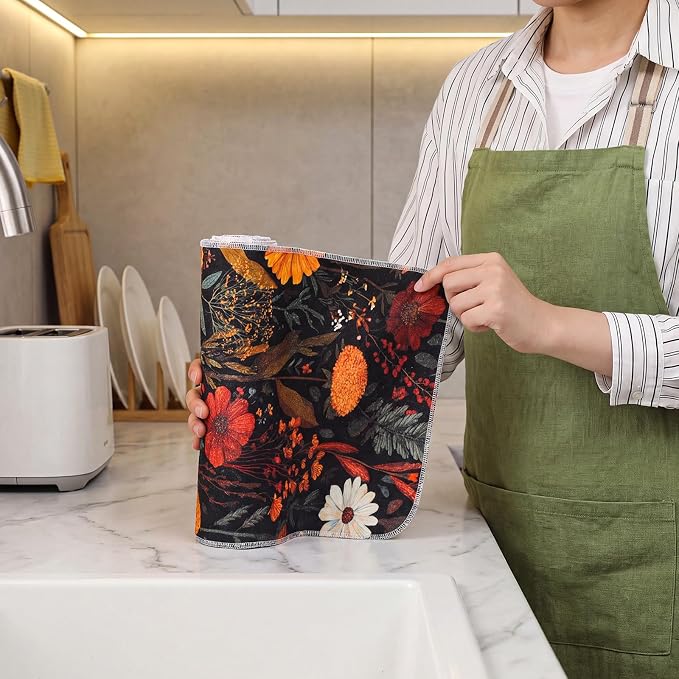 Reusable Kitchen Cloths Cotton Towel, 36 Pack, Fall Wildflower - Image 5