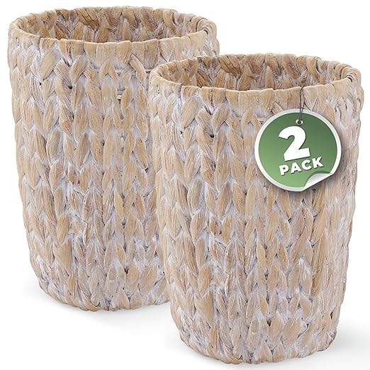 84ECO 2-Pack White Wicker Trash Cans by 84ECO