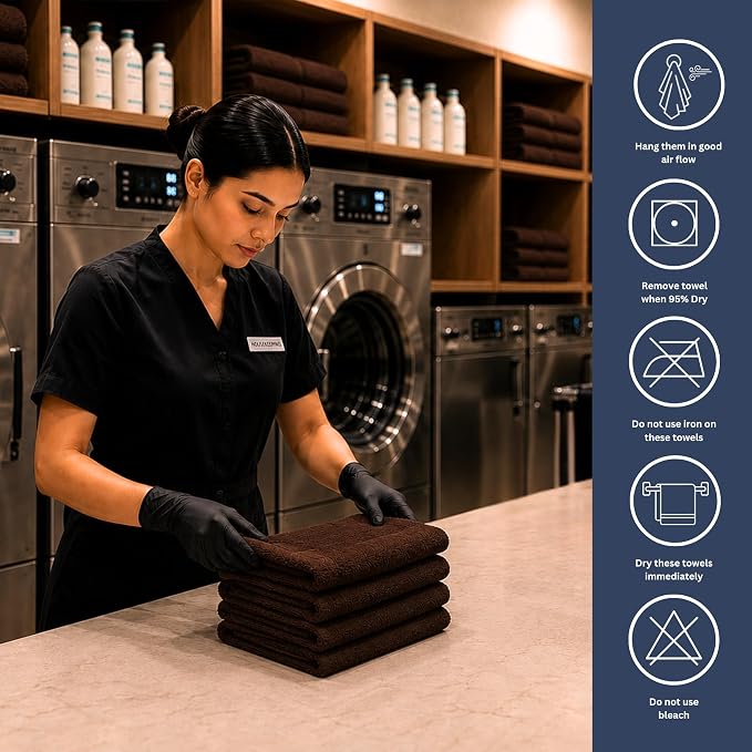 Bulk 72-Pack Professional Salon Spa & Wellness Towels, Dark Brown | Soft 100% - Image 5